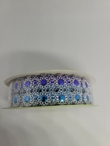 Floral Garden Colorful Diamond Mesh Ribbon,3 yards, 3/4&quot;x9&#39;.Purple and Blue-NEW - £10.98 GBP