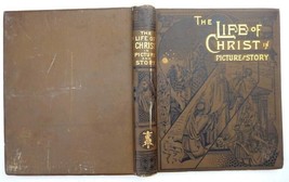 1890 Antique Life Of Christ 296pg Ornate Shiny Gold Rose Gulley Port Huron Mi - £54.56 GBP