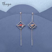 Thaya Original Silver-plated Earrings Plum Blossom Red Drip Oil Stud Earrings Sq - £20.43 GBP