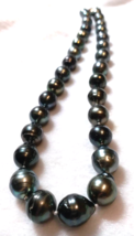 Handmade Very Dark Charcoal Grey Tahitian Baroque Pearl Necklace X&#39;mas gift - £399.67 GBP