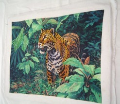 Vintage Crewel Embroidery Finished  Spotted Leopard Unframed 18 X 14 - £35.96 GBP