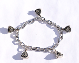 Judith Jack Sterling Silver 5 Charm Bracelet with Marcasites 7 inches - £76.18 GBP