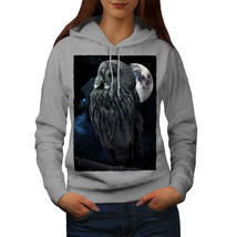 Wellcoda Night Owl Moon Sky Womens Hoodie, Darkness Casual Hooded Sweatshirt - £29.67 GBP