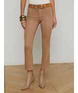 L&#39;AGENCE Micro Boot Stretch Tan Leather Look Coated Denim Jeans, Size 30 - $115.23