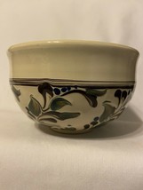 Stoneware Pottery Bowl Brown Blue Green Cream Raised Swirls Signed Susi - £13.42 GBP