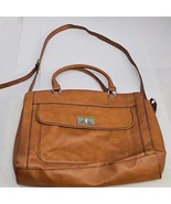 Merona Faux Leather Messenger Laptop Bag Crossbody Strap Turnlock Womens - $341.17 MXN