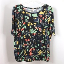 LuLaRoe Women&#39;s 3XL Custom Elastic Waist Multicolor Leaf Floral Short Sl... - £6.93 GBP