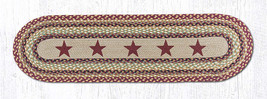 Earth Rugs OP-357 Burgundy Stars Oval Patch Runner 13&quot; x 48&quot; - £38.83 GBP