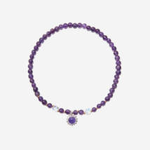 Handmade Czech Glass Beads Crystal Bracelet - Purple Amethyst Radiance - £44.04 GBP