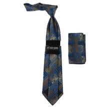Men's Stacy Adams Tie and Hankie Set Fancy Woven Silky Satin #SAT71 Blue image 2