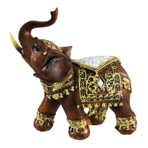 Scratch &amp; Dent Gorgeous Wood Finish Indian Elephant Statue Crackle Glass - £19.46 GBP