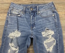 American Eagle Tom-Girl Jeans Size 0 Ripped, Destroyed Button-Fly Straig... - $21.34