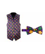 David&#39;s Formal Wear Mardi Gras Harlequin Tuxedo Vest and Bow Tie Size Me... - $2,701.16 MXN