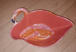 Wild Apple Melamine Pink Flamingo Serving Bowl 14x8.5&quot; - £19.72 GBP