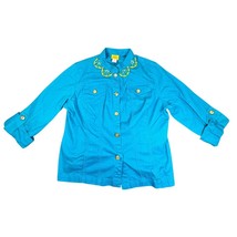 Ruby Rd Jacket Womens 14 Teal Blue Green Beaded Button Front Southwester... - $16.99