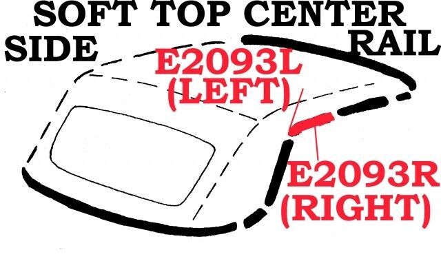 1956-1962 Corvette Weatherstrip Soft Top Center Side Rail USA Left - $39.55