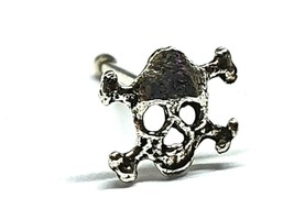 Skull Crossbones Nose Stud 22g (0.6mm) 925 Silver Ball End Rebel Pirate Piercing - £5.42 GBP