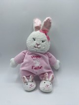 Baby Starters Pink Hoppy Easter Bunny Rabbit Plush Soft Toy Stuffed Rattle 10&quot; - £7.17 GBP