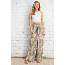 Printed Palazzo Pants   Wide Leg Pants Front Tie Detail with Lining - Dr... - $46.00