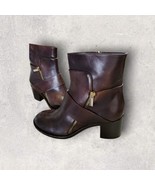 Capezzani Ankle Booties Boots Zip Italian Leather Brown US 8.5/39 European  - $2,262.90 MXN