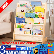 Wooden Bookcase Children Kids Book Shelf Storage Rack Tidy Organizer 6 T... - £56.62 GBP