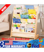 Wooden Bookcase Children Kids Book Shelf Storage Rack Tidy Organizer 6 T... - £57.58 GBP