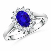 ANGARA Princess Diana Inspired Tanzanite Ring with Diamond Halo - £1,248.23 GBP
