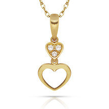 0.09ct Brilliant Round Created Diamond Double Heart Pendant 14k Y Gold C... - £43.15 GBP