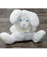 Fisher Price 1988 Vintage Nylon Puffalump Bunny with Rattle Green Yellow - $39.55