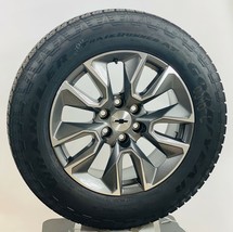 20&quot; Chevy Silverado Tahoe Gunmetal OEM Wheels Goodyear A/T Tire TPMS New... - £1,441.29 GBP