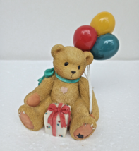 Cherished Teddies 1996 Girl Bear Nina w Balloons and Package Event Figurine - £5.14 GBP