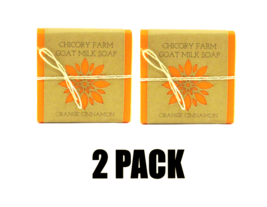 2 Pack Goat Milk Soap Orange &amp; Cinnamon Chicory Farm Natural Handmade Essential - $14.70