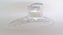 Large long clear transparent iridescent design hair claw clip for long fine hair - £10.18 GBP