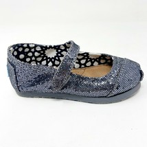 Toms Mary Jane Pewter Glitter Tiny Toddler Slip On Casual Canvas Flat Shoes - $24.95