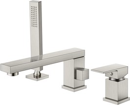 Gotonovo Roman Tub Filler Faucet 3-Hole Brushed Nickel Deck Mount Single Handle - $233.99