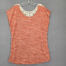 Notations Women Shirt Size XL Orange Knit Preppy Lace Sleeveless Scoop N... - £9.96 GBP