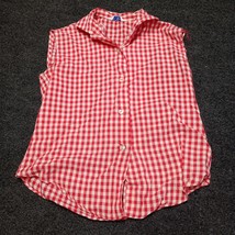 Vintage Lucky Girl Shirt Subteen 10 Red Check Sleeveless Button Up 50s 60s - £14.73 GBP