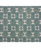 FERMOIE FLAG 006 TEAL BLUE GEOMETRIC LINEN LUXURY DESIGNER FABRIC 3.5 YA... - $450.45