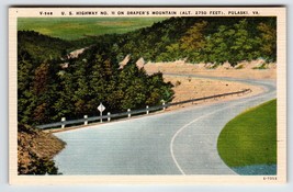 US Highway No 11 On Draper&#39;s Mountain Pulaski Virginia Postcard Linen Un... - $8.08