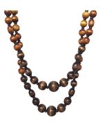 Vintage Double Strand Wooden Bead Necklace Brown Earth Tone Handmade Boh... - $778.99 MXN