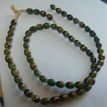 Trade Beads Green Speckled Egg Shaped Glass Beads RARE - $189.34