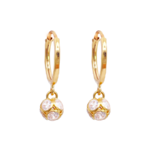 22ct Yellow Gold Diamond Cut Ball Drop Hoop Huggie Earrings 10.5 mm Diam... - £365.21 GBP