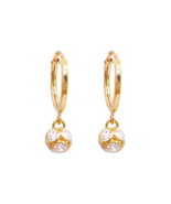 22ct Yellow Gold Diamond Cut Ball Drop Hoop Huggie Earrings 10.5 mm Diam... - $487.63