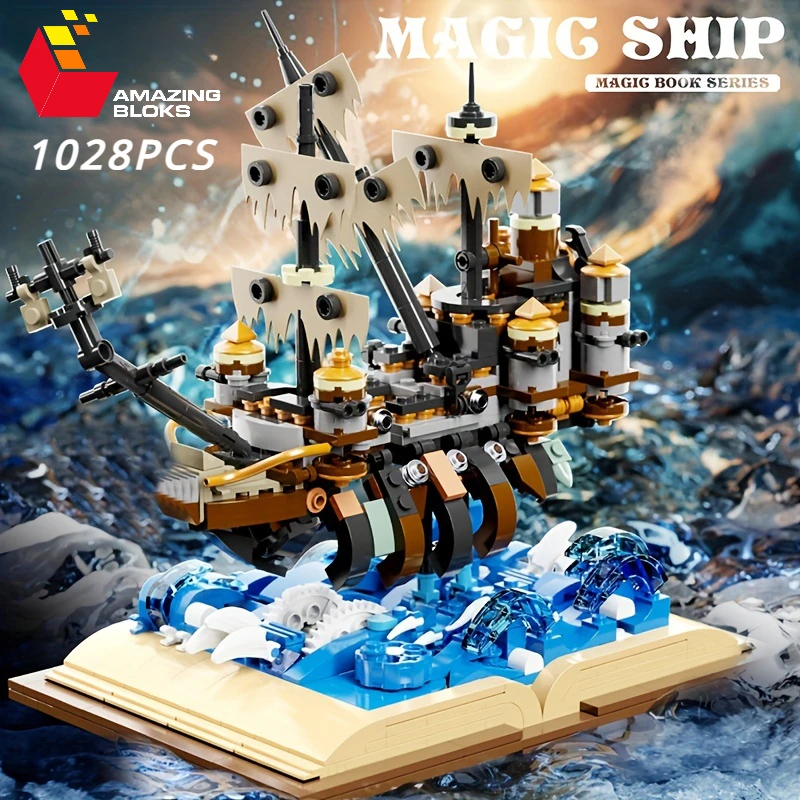 1028PCS Pirate Ship Adventure Building Blocks Storm Ghost Ship Sailboat Bricks - £41.51 GBP