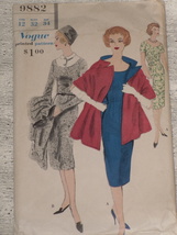 Vogue Pattern 9882 Misses&#39; Dress, Dickey &amp; Reversible Stole Size 12 Uncut 1950s - £21.62 GBP