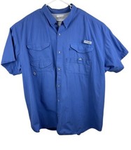 Columbia PFG Short Sleeve Blue Vented Fishing Shirt Men&#39;s 4XL Tall - £13.04 GBP