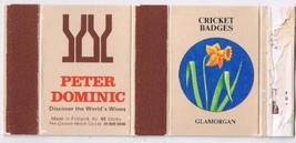 UK Matchbox Cover Cricket Badges Glamorgan Peter Dominic Wines Finland - £1.14 GBP