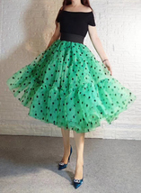 Emerald Green Polka Dot Tulle Skirt Outfit Women A-line Plus Size Tulle Skirts image 3