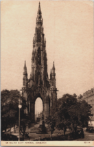 c1938 Sir Walter Scott Memorial Edinburgh Scotland Jarrold &amp; Sons Sepia Postcard - £11.18 GBP