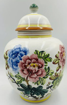 Vintage Satsuma Style Japanese Flowers Floral Ginger Jar Or Urn Large 12” Tall - £41.39 GBP